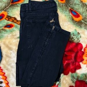 American apparel jeans black high waisted zipper pants vintage size 24/25